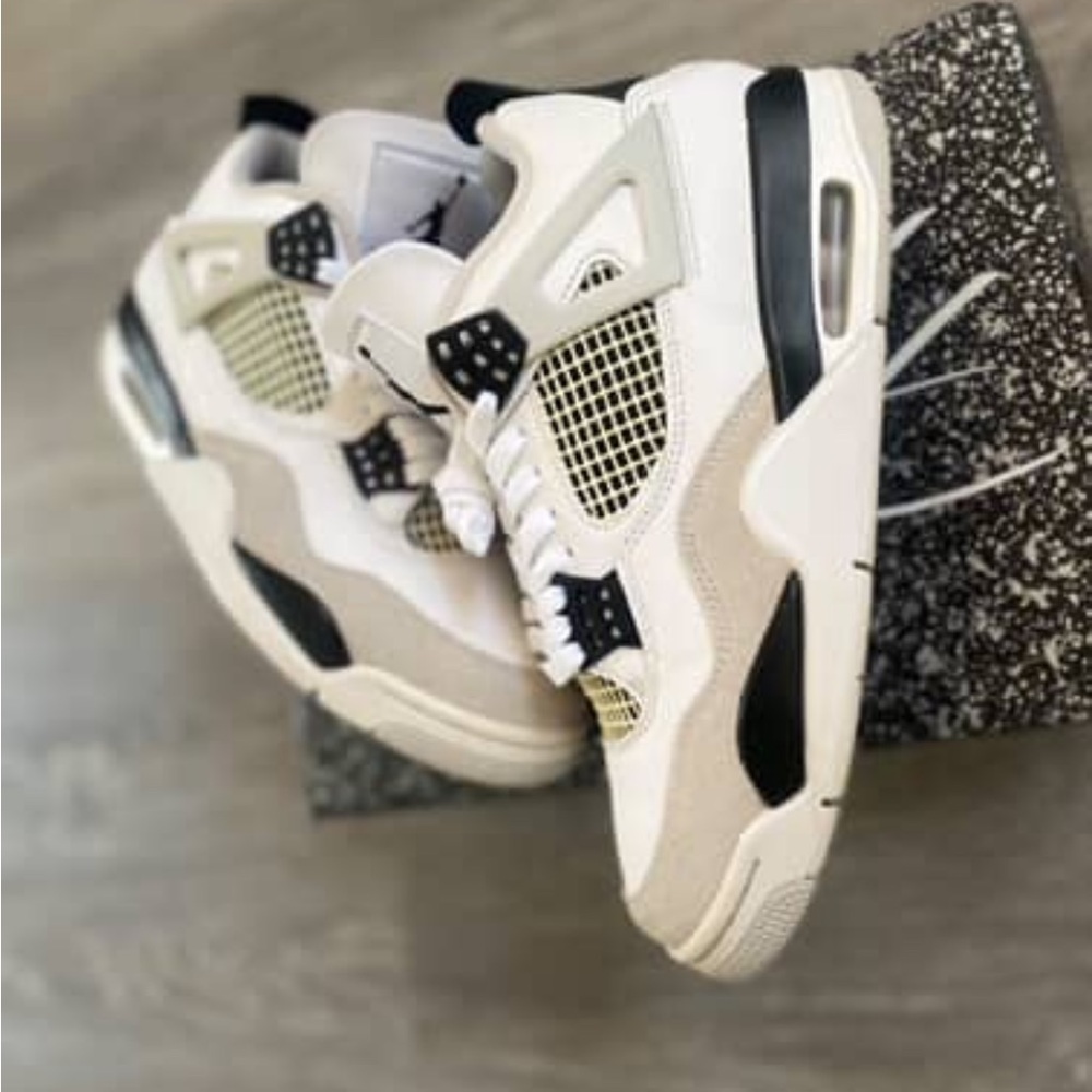 Jordan White and Black Sneakers with Cement Print